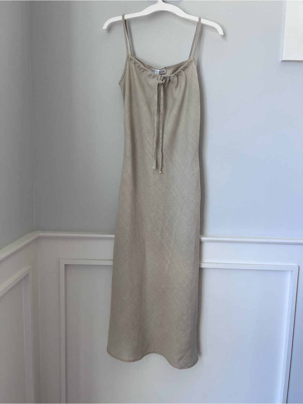 Cream Slip Maxi Dress with Tie Straps